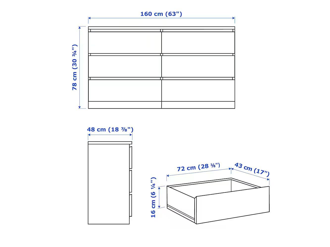 Изображение товара Комод Мальм 23 white ИКЕА (IKEA), 160x48x77 см на сайте adeta.ru
